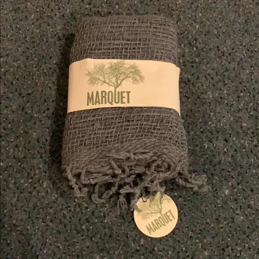 Marquet Slate Charcoal Free Weave Cotton Scarf NWT